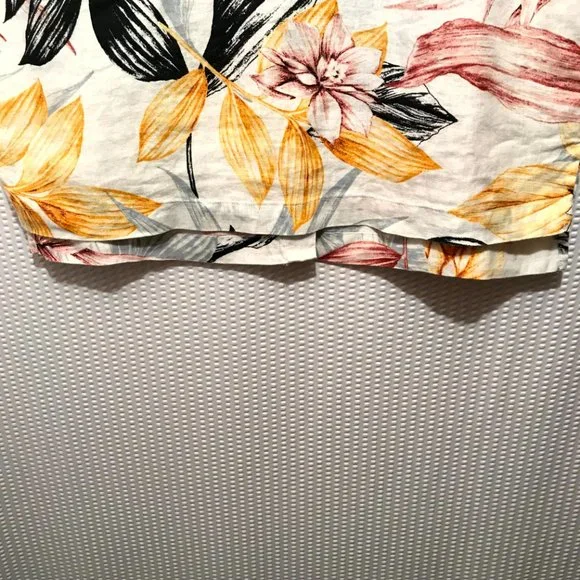 C&C CALIFORNIA 100% linen leaf print colorful shirt Size small Sleeveless - Picture 4 of 7